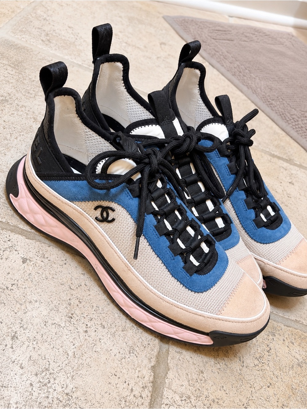 Chanel platform sneakers- blue, pink, beige. Size 39. 100% authentic.